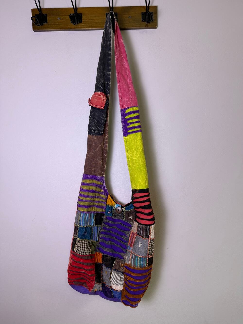 Nepal Patchwork Cotton Crossbody Bag Boho Hippie Festival Artisan Shoulder Purse